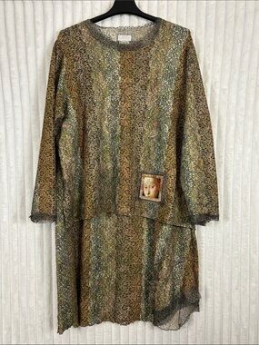 Vtg 80-90s Linda Lundstrom Multi-Texture Women's Skirt Set art to wear